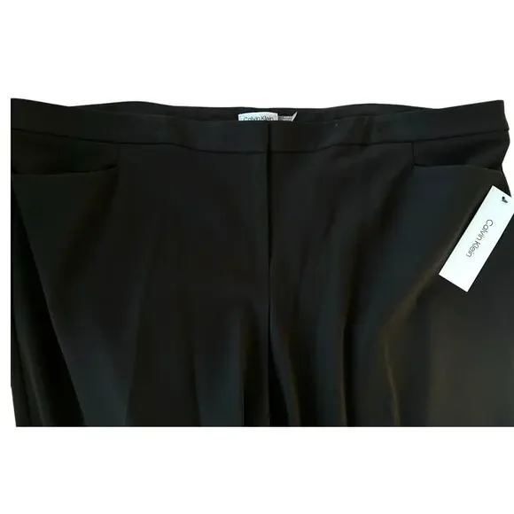 Calvin Klein Flat Front Ponte Ankle Dress Pants | Plus 24W, Black NEW! - Picture 7 of 16